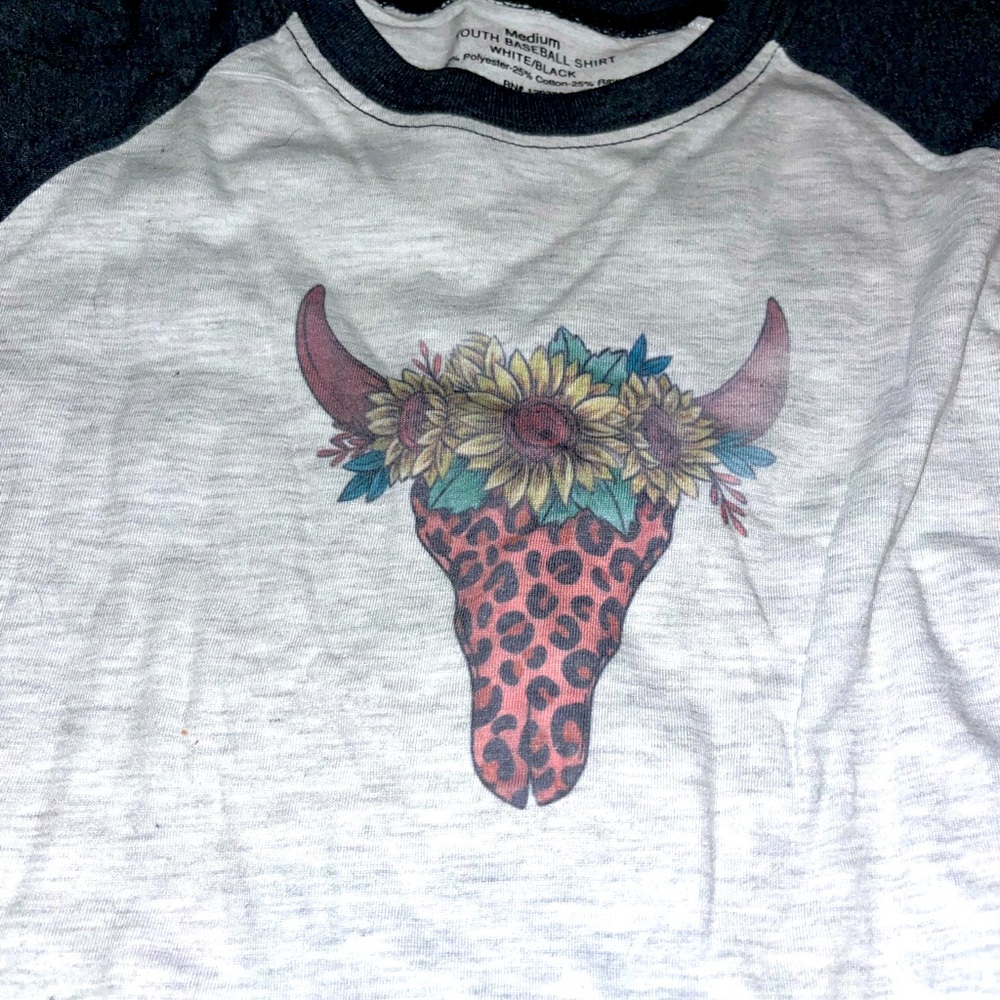 Kids Graphic Bull Skull Shirt NEW CUSTOM